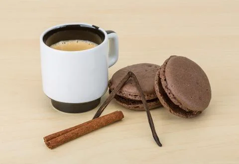 Coffee with macaroons Stock Photos