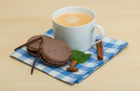 Coffee with macaroons Stock Photos