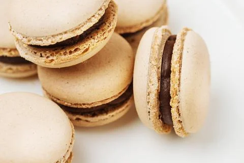 Coffee macaroons served on plate Fotos Stock