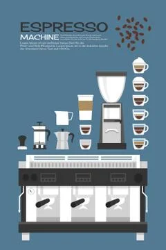 Coffee machine - accessories icons Stock Illustration