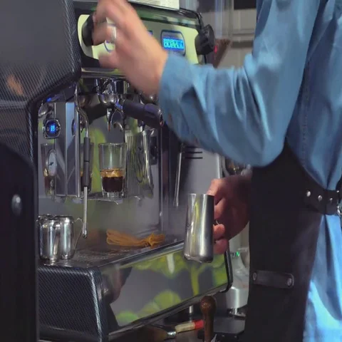 Coffee Machine and Barista Stock Footage 69450280