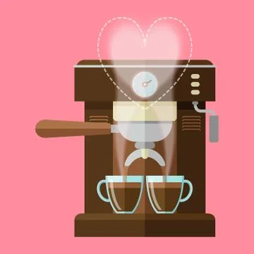 Coffee machine and coffee cups Stock Illustration