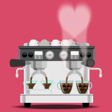 Coffee machine and coffee cups Stock Illustration
