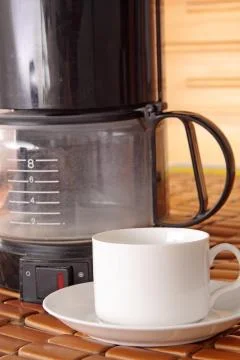 Coffee machine and cup Stock Photos