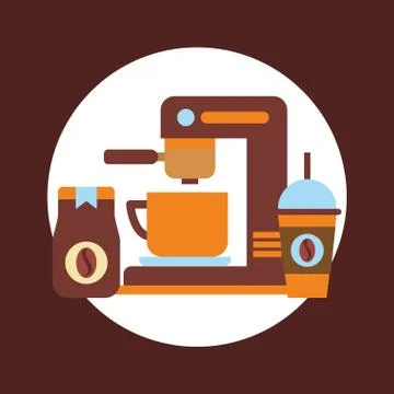 Coffee machine and cup vector design Illustrazione stock