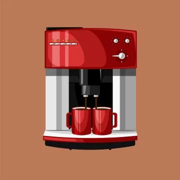 Coffee Machine and Cups Stock Illustration