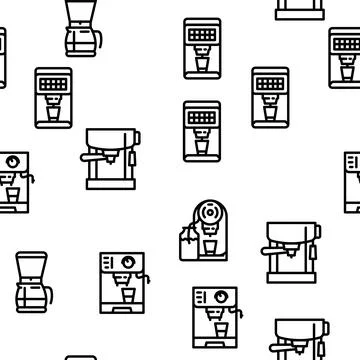 Coffee Machine Barista Equipment Vector Seamless Pattern Illustrazione stock