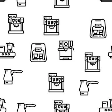 Coffee Machine Barista Equipment Vector Seamless Pattern 스톡 일러스트