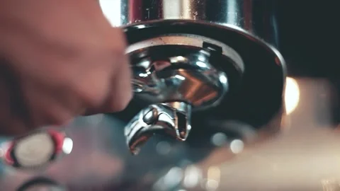 Coffee machine, barista preparing coffee in cafe. The process of roasting  库存影片 162877281