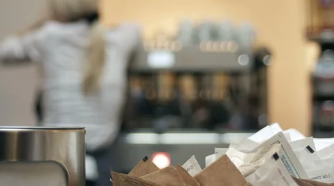 Coffee machine, barista working Stock Footage 64208177