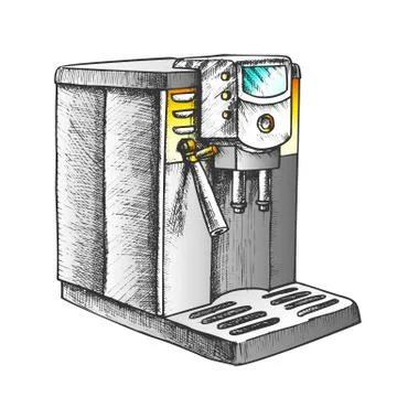 Coffee Machine For Brew Hot Drink Retro Vector Stock Illustration