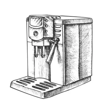 Coffee Machine For Brew Hot Drink Retro Vector Stock Illustration