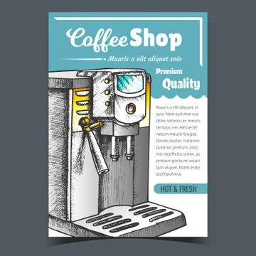 Coffee Machine For Brew Hot Drink Poster Vector Stock Illustration