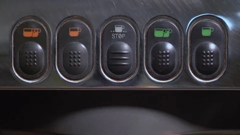 Coffee machine button panel. Barista press button. Stock Footage 116959235