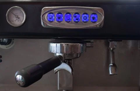 Coffee machine with buttons, close-up. Coffee concept Fotos de archivo