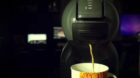 Coffee machine in capsule making milk coffee Stock Footage 79620630