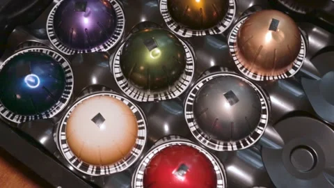 Coffee machine capsules It's easy to brew pressing the button Stock Footage 147653762