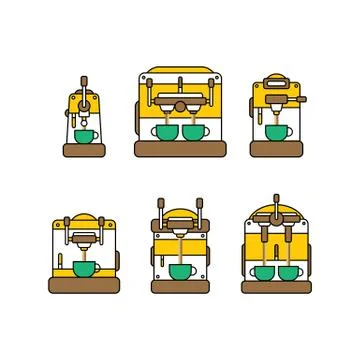 Coffee machine cartoon theme Stock Illustration