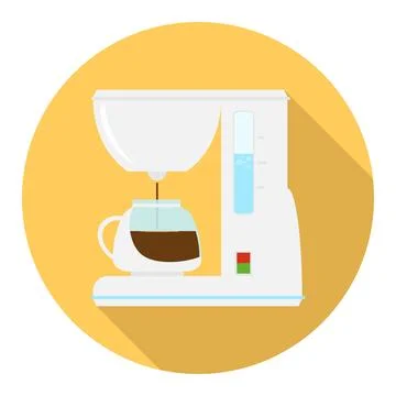 Coffee machine, coffee machine icon isolated on yellow background Stock Illustration
