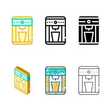 Coffee machine color icon vector color styleset Stock Illustration
