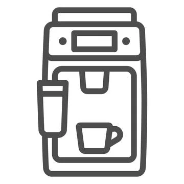 Coffee machine, cup and milk frother line icon, electronics concept, espresso Illustrazione stock