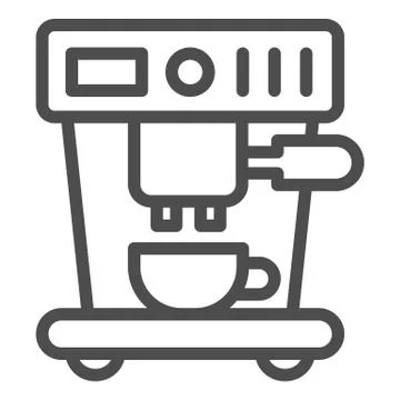 Coffee machine with cup line icon, Coffee time concept, kitchen appliances sign Stock Illustration
