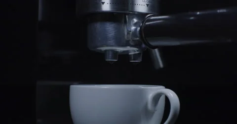 Coffee Machine Cup Pouring 5K RED Gemini Slow Motion Stock Footage 138025189