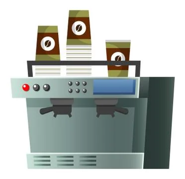 Coffee Machine with Cups for Coffeehouse Vector Illustrazione stock
