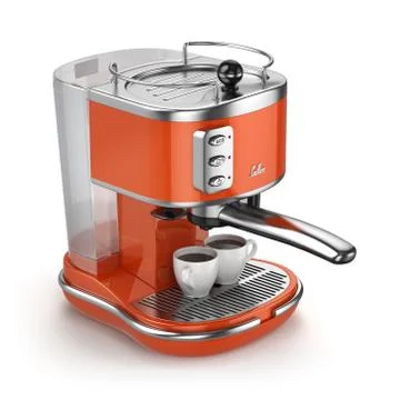 Coffee machine with cups isolated on white. Stock Illustration