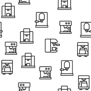 Coffee Machine Device Vector Seamless Pattern Stock Illustration
