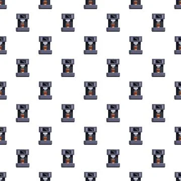 Coffee machine digital pixel art seamless pattern Stock Illustration