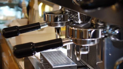 Coffee machine dispenser in cafe Stock Footage 88337741