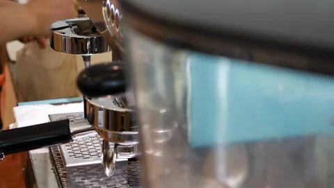 Coffee machine dispenser in cafe restaurant Stock Footage 89235922