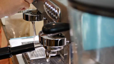 Coffee machine dispenser in cafe restaurant Stock Footage 90386188