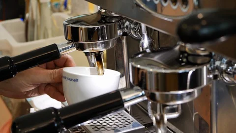 Coffee machine dispenser in cafe restaurant Stock Footage 91222473