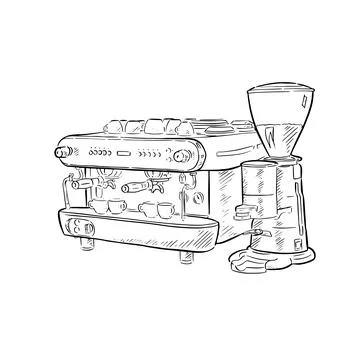 Coffee machine drawing Stock Illustration