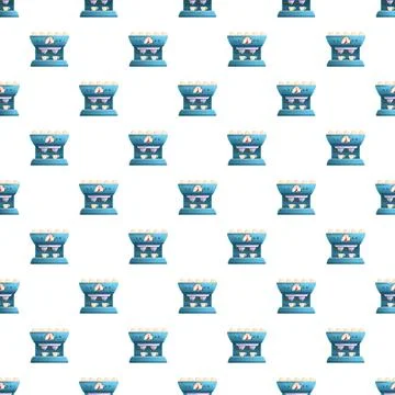 Coffee machine elements repeating across a white background Ilustración de archivo