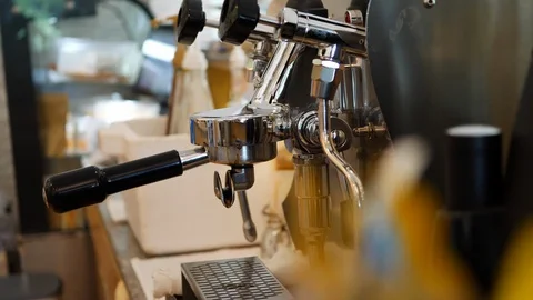 Coffee machine equipment in cafe restaurant Stock Footage 93768598