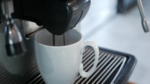 Coffee machine filling a cup, Making coffee by coffee machine into cup, esp.. Stock Footage 265233370