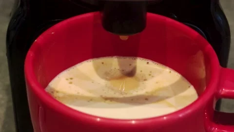 The Coffee Machine Fills the Cup. Preparing Coffee in the Early Morning. Stock Footage 223666568