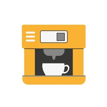 Coffee machine flat illustration. Front view of coffee machine. Vector Stock Illustration