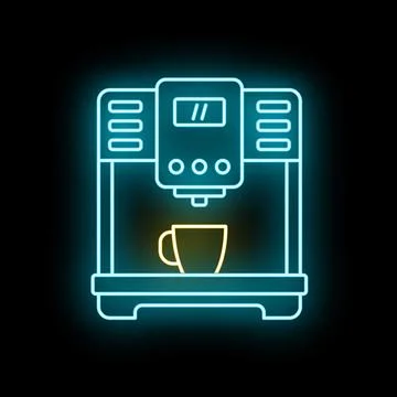 Coffee machine glowing neon light icon illustration Stock Illustration