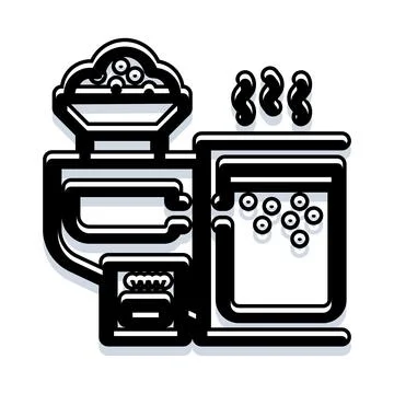 Coffee machine grinding beans and brewing hot beverage 스톡 일러스트