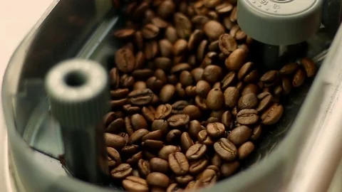 Coffee machine grinds the coffee Stock Footage 72634289