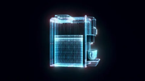 Coffee machine hologram Rotating 4k Stock Footage 150400056
