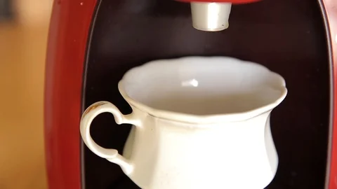 Coffee machine at home, white cup. Stock Footage 129326921