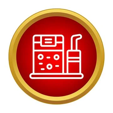 Coffee machine icon in flat style inside a red circular button イラスト素材