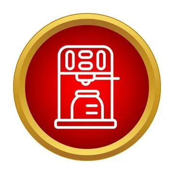 Coffee machine icon preparing drink in red circle Stock Illustration