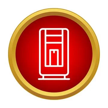 Coffee machine icon in red button shape Stock Illustration