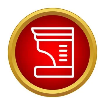 Coffee machine icon in a red circle with a golden border 스톡 일러스트
